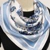 Wrapables Satin Neckerchief Square Scarf 26.5 x 26.5 Inches, Blue Floral Butterflies - 4 of 4