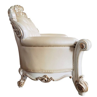 Vendome 70" Champagne and Antique Pearl Loveseat with Pillows