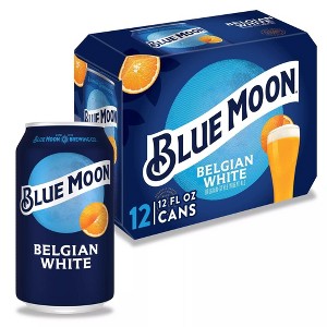 Blue Moon Belgian White Wheat Ale Beer - 12pk/12 fl oz Cans - 1 of 4