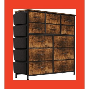 Garvee Stylish Storage Dresser - Tall Unit with 12 Drawers, Featuring 5 Gray Fabric Bins, Sturdy Metal Frame - 1 of 4