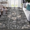 Vintage Distressed Floral Medallion Area Rug for Living Room, Washable Non Slip Retro Accent Throw Carpet for Bedroom - 3 of 4