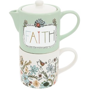 Pavilion Gift Company - Faith - Tea for One (10 oz Teapot & 10 oz Cup) - Beverage Serving Sets - 1 of 4