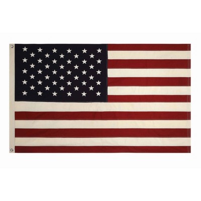 5' x 3' USA Flag Cotton with Grommets White/Blue - 3R Studios