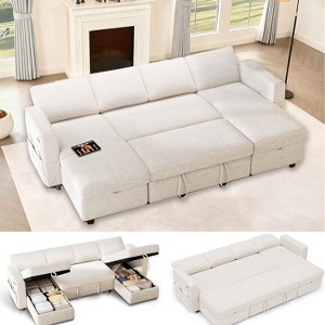 Vipbear 81" Sleeper Sofa Bed with Pull Out Bed, L Shaped Couch Sectional Sleeper Sofa - 1 of 1