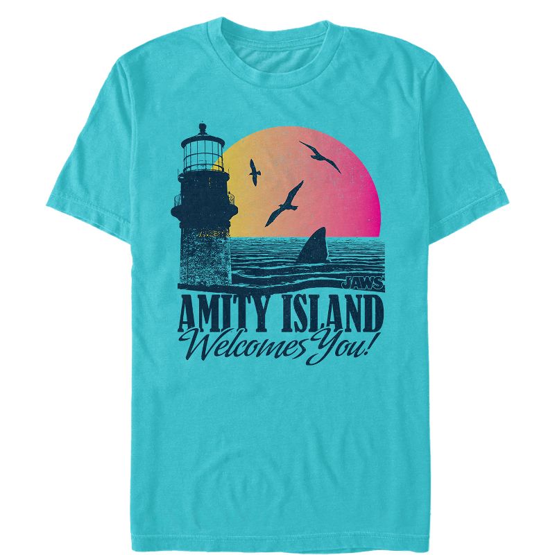 Men's Jaws Amity Island Tourist Welcome T-Shirt, 1 of 4