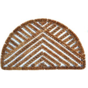 HomeRoots 18" X 30" Brown Coir Geometric Outdoor Semi Circle Door Mat - 1 of 4
