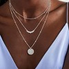 HTUTWOO Layered Silver Necklaces for Women, Sterling Silver Stackable Stack Choker Necklaces,Circle Pendant Chain Dainty Necklace Jewelry for Women - 2 of 4
