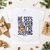 S.W.Smiley He Sees You When You're Sleeping - Women's Garment Dyed Graphic T-Shirt - 3 of 4