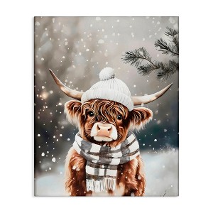 Stupell Industries Cozy Winter Highland Calf Canvas Art - 1 of 4