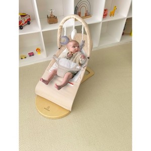 Avenlur Fir Baby Bouncer - Wooden Rocker with Play Arch & Hanging Toys, Foldable Portable Design for Newborns & Toddlers, Soft & Safe Fabric - 1 of 4