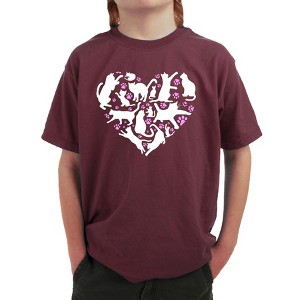 LA Pop Art Cat Heart - Boy's Word Art T-Shirt - 1 of 4