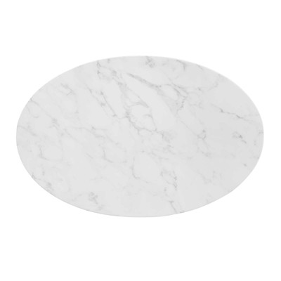 Tupelo 42" White Marble and Gold Pedestal Dining Table