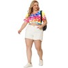 Agnes Orinda Women's Plus Size Round Neck Short Sleeve Multi Color Dye Casual Blouses - 3 of 4