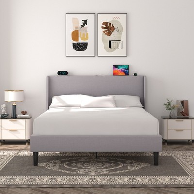 VECELO Upholstered Bed, Metal Frame Platform Bed