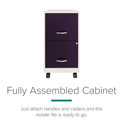 Pearl White and Midnight Purple Mobile Metal Vertical Filing Cabinet with Lockable Drawers