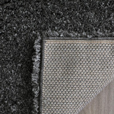 Dark Grey Hand-knotted Synthetic Shag Area Rug, 5'3" x 7'6"