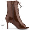 BLISSFUL STEP Women's Lace Up Peep Toe Stiletto Heel Ankle Boots - 2 of 4