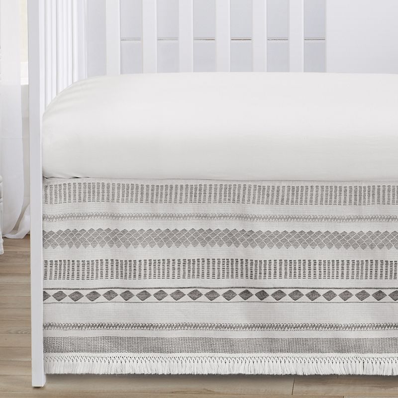 Sweet Jojo Designs Boy or Girl Gender Neutral Baby Crib Bedding Set - Boho Jacquard Grey and White 4pc, 6 of 8