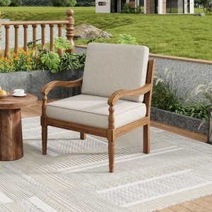 Christopher Knight Home Robbyn Outdoor Acacia Wood Club Chairs with Cushions - 1 of 4
