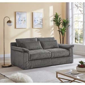 74'' Corduroy Loveseat Sofa with Removable Cushions and Accent Pillows - 1 of 4