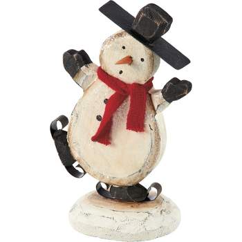 Transpac Resin 12 In. White Christmas Snowman With Cardinal Branches ...