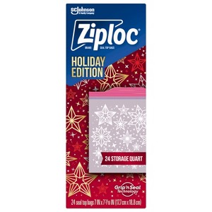 Ziploc Holiday Storage Quart Bags - 24ct - 1 of 4