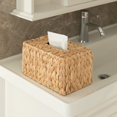 Tall Natural Water Hyacinth Wicker Tissue Box Cover