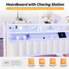 Karl Home Twin Full Queen King Size Headboard, Adjustable Upholstered Headboard with 3 Tier Shelves and Pegboard with Charging Stations and LED Lights - 2 of 4