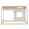 NicBex Twin Size Platform Bed 78.1" L Modern House-Shaped Pine Bed Frame with Roof and Window for Bedroom, No Box Spring Required, White and Natural - 4 of 4