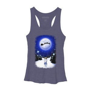 Women's Design By Humans Magical Snowman's Christmas Eve By BluedarkArt Racerback Tank Top - 1 of 3