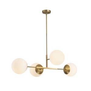 LLHZSY 4 - Light Dimmable Gold Sputnik Modern Linear Globe Chandelier Kitchen Island Pendant Light - W41.73" - 1 of 4