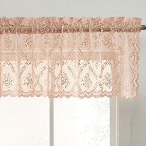 HLC.ME Isabella Floral Rod Pocket Lace Sheer Short Valance for Small Windows, Kitchen and Bathroom - 1 of 4