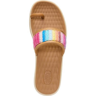 Обувь HEYDUDE Women Maui Breeze Toe Loop , Tan/Multi Rainbow, 10 — фото 3