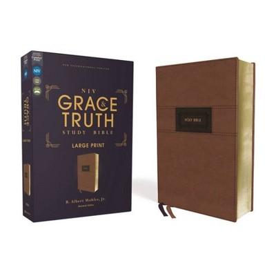 Niv, the Grace and Truth Study Bible, Large Print, Leathersoft, Brown, Red Letter, Comfort Print - by  Zondervan (Leather Bound)