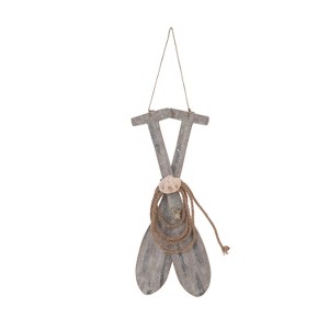 Beachcombers 12" Mdf  Double Oar With Rope Ornament Décor Decoration - 1 of 1