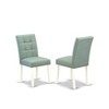 East West Furniture 3 Piece Mid Century Modern Dining Table Set Includes A Wood Table & 2 Willow Green Faux Leather Mid Century Modern Chairs,  White - 4 of 4