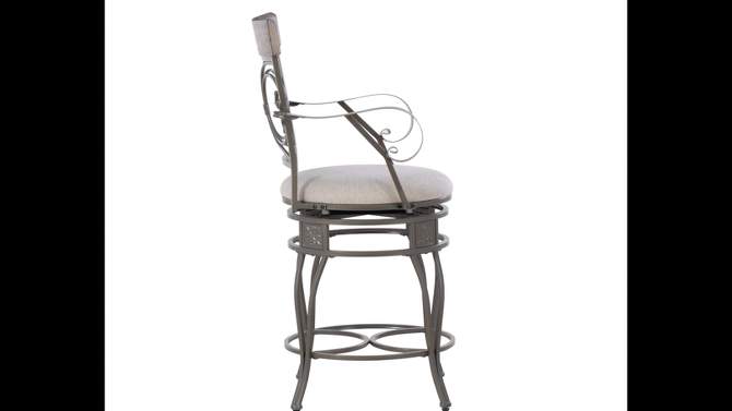 Nora Big and Tall Swivel Faux Leather Counter Height Barstool with Arms Pewter - Powell, 2 of 12, play video