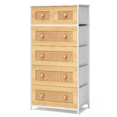 Crestlive Products 6-drawer Vertical Dresser Storage Tower with Sturdy Steel Frame, Wood Top, Easy Pull Fabric Bins