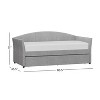 Twin Westchester Daybed with Trundle Smoke Gray - Hillsdale Furniture: Upholstered, Storage Space, No Box Spring Required - 3 of 4
