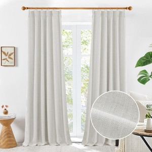 Deconovo Pinch Pleat Blackout Faux Linen Curtains, 2 Panels - 1 of 4