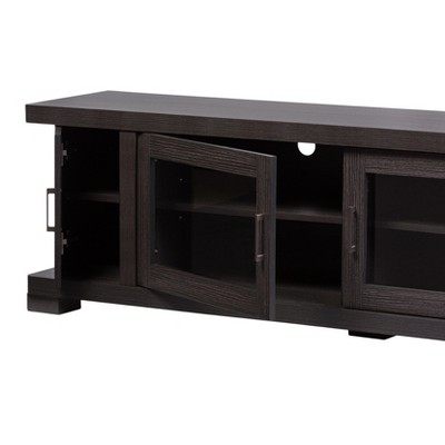 Viveka 70-Inch Dark Brown Wood TV Cabinet with Glass Doors