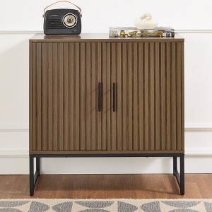 Best Choice Products 2-Door Slatted   Storage Cabinet, Accent Furniture w/ Non-Scratch Foot Pads - 1 of 4