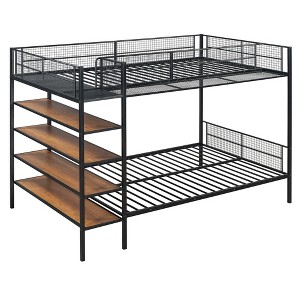 NicBex Twin Over Full Bunk Bed with Guardrail and Built-in Side Shelf,Metal Twin Loft Bed with Ladder and 5-Tier Shelves,Bunk Beds for Bedroom - 1 of 4