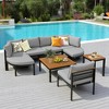 6-Piece Outdoor Patio Sectional Sofa Set with WPC Coffee Table, Side Table, Water-Resistant Cushions,outdoor Conversation Set - 2 of 4