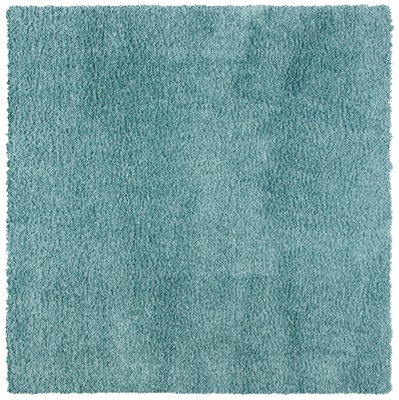 Aqua Blue 6'7" Square Shag Synthetic Area Rug
