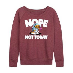 Women's - Garfield - Nope Not Today Lightweight French Terry Wide Neck Long Sleeve Shirt - 1 of 4