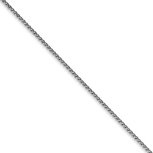 Black Bow Jewelry 1mm 10k White Gold Solid Diamond Cut Wheat Chain Necklace - 1 of 4