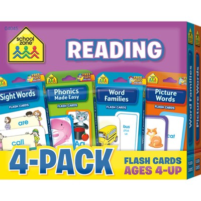 School Zone Publishing Reading Flash Card, 4-Pack (Case of 2)