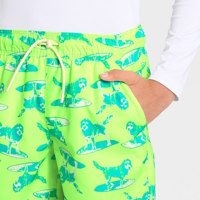 Cat & Jack Boys' Surfing Dog Trunk Swim Shorts - Cat & Jack™ Lime Green S — фото 3