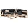vidaXL Garden Sofa Set Solid Pine Wood 6 Piece Modular Set with Cushions - Natural Pine - 2 of 4